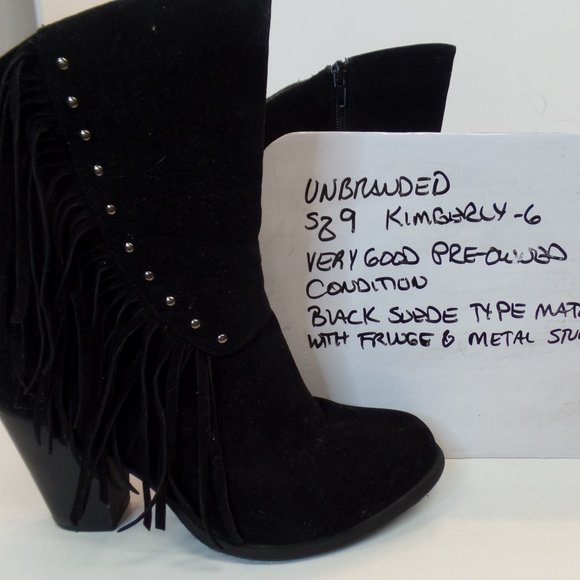 Unbranded Fringe Black Pleather Boots Studded Accents Sz 9 Model Kimbery-6 - Picture 12 of 12